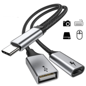 Adaptador USB-C 2 em 1 com Carregamento Rápido 15W